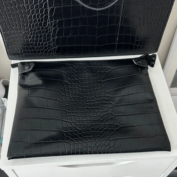 BEIS Black Croc-Embossed Work Tote - Picture 2 of 7